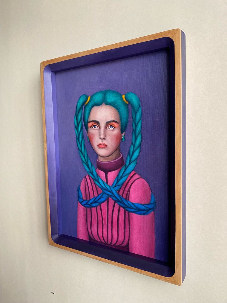 Violeta / Pintura al Óleo Original Enmarcada 2