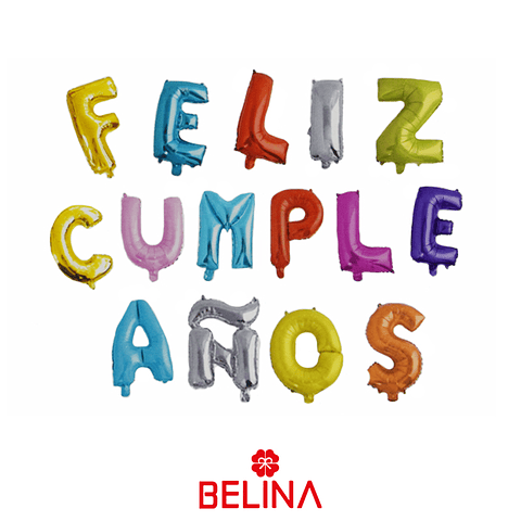 Globo letras feliz cumpleaños colores 16 pulgadas