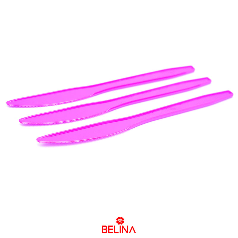 Cuchillo plastico rosado 12pcs