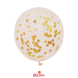 Globo de latex con challa estrellas/dorado 18" 42cm