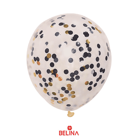 Globo de latex con challa circulos/negro/oro 24"-60cm