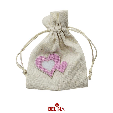 Bolsa de genero corazón rosa 2pcs 10x13cm