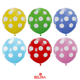 Globo de latex puntos multicolor 6pcs 30cm