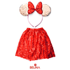 Disfraz de princesa rojo con lentejuelas/orejas 30cm 2pcs