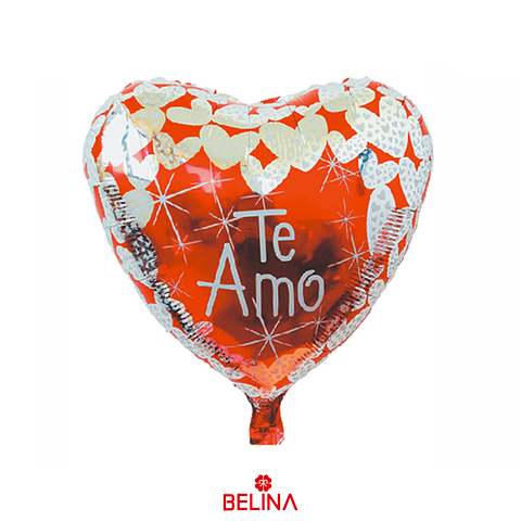 Globo metalico corazón rojo/blanco te amo 45cm