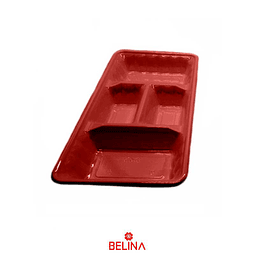 Bandeja rectangular roja 2pcs 18cm