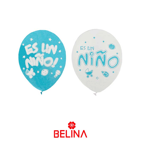 Globo Blanco/Celeste Es Un Nino 12"