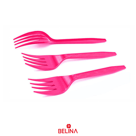 Tenedor plastico fucsia 12pcs