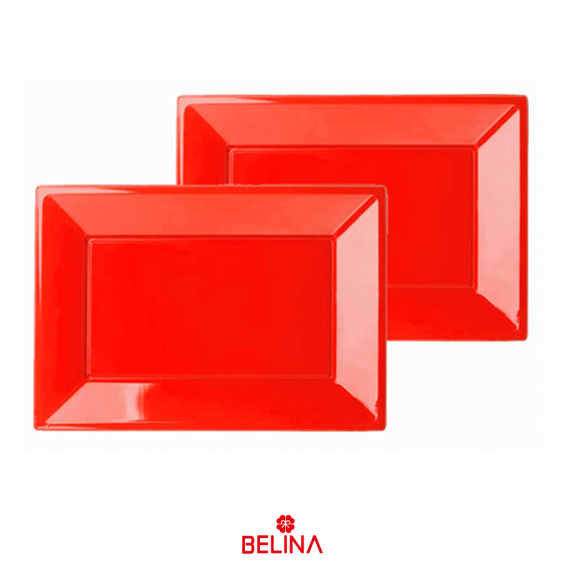 Bandeja rectangular 32x23cm roja 3pcs