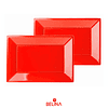 Bandeja rectangular 32x23cm roja 3pcs