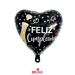 Globo metalizado corazón feliz cumpleaños 45cm