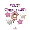 Globo feliz cumpleaños con dona y estrellas 20pcs