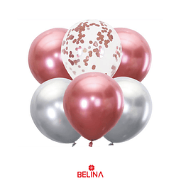 Set de globos cromados rosa 6pcs