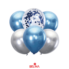 Set de globos cromados azul 6pcs