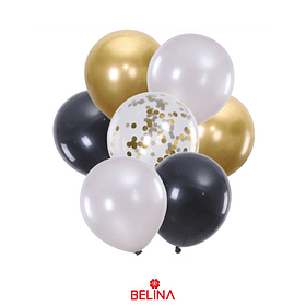 Set de globos dorado y negro 7pcs