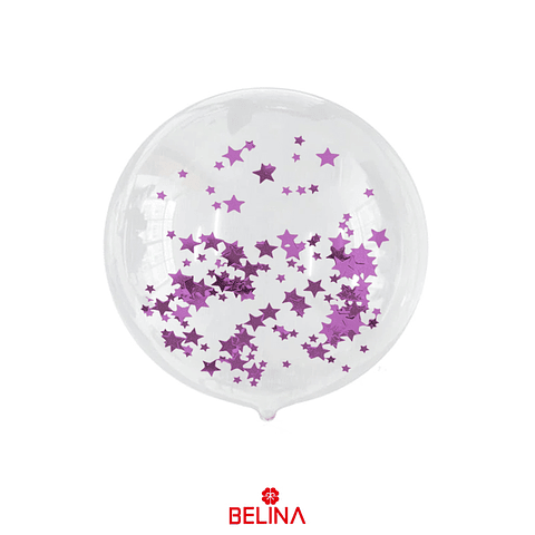 Globo burbuja confeti estrella color morado 45cm
