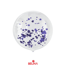 Globo burbuja confeti estrella color azul 45cm