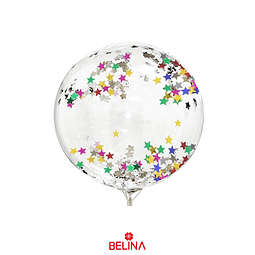 Globo burbuja confeti estrella multicolor 45cm