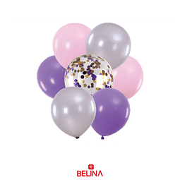 Set de globos lila de 7 piezas