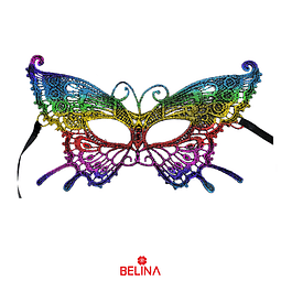 Antifaz de encaje en forma de mariposa de colores 22x10cm
