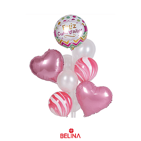 Set de globos de cumpleaños color rosa 9pcs