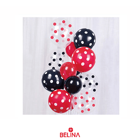 Set de globos rojo y negro serie mickey 13pcs