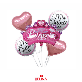 Set de globos de corona mis quince 5pcs