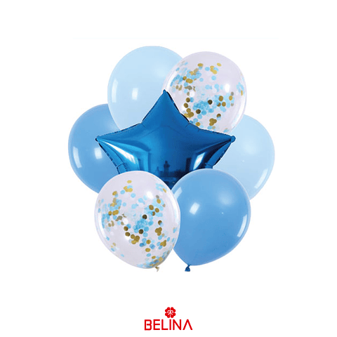 Set de globos azul con estrella 7pcs