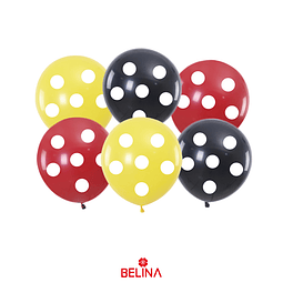 Set de globos de puntos amarillos, rojos y negros 6pcs 30cm