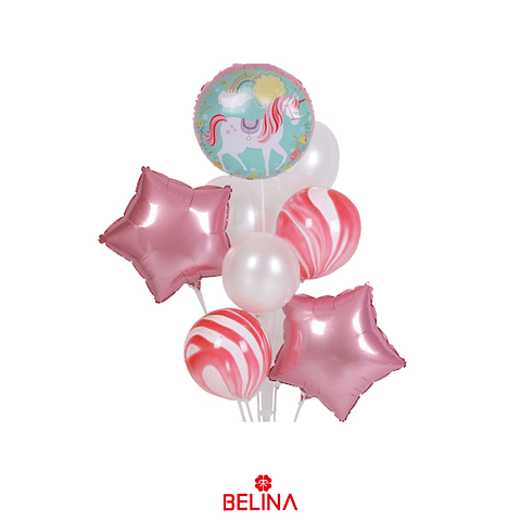 Set de globos unicornio rosa 9pcs