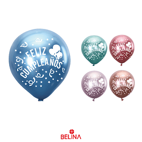 Globos cromados feliz cumpleaños 5pcs 30cm colores surtidos