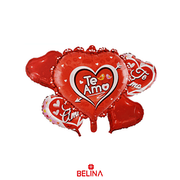 Set de globos corazón te amo 5pcs