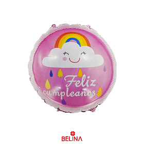 Globo metalico feliz cumpleaños nube rosa 45cm