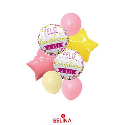 Set de globos feliz cumpleaños rosa 7pcs