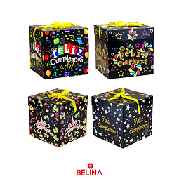 Caja de regalo feliz cumpleaños 15cm diseño aleatorio