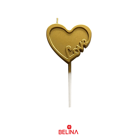 Vela love en forma de corazón 11.5cm dorado