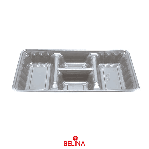 Bandeja rectangular plateada 2pcs 35x18cm