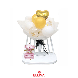 Set arreglo de globos dorado/blanco/globo con challa 7pcs