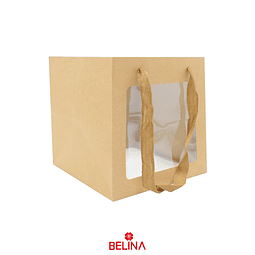 Bolsa de regalo papel kraft con ventana 20x20x20cm