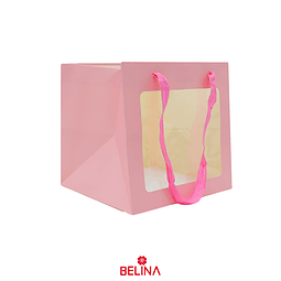 Bolsa de regalo con ventana 20x20x20cm rosa