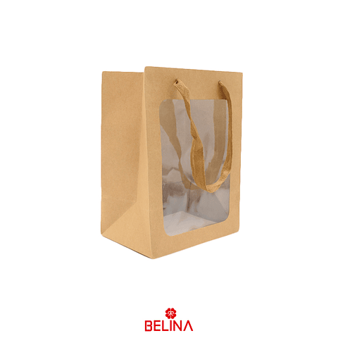 Bolsa de regalo papel kraft con ventana 35x25x18cm