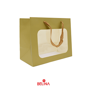 Bolsa de regalo con ventana 23x19x12cm dorado