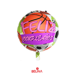 Globo metálico baloncesto feliz cumpleaños 45cm