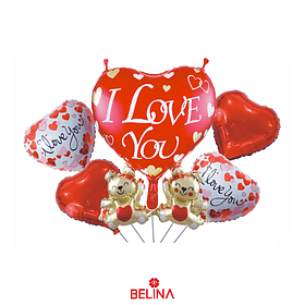 Set de globos corazón i love you/corazones 5pcs