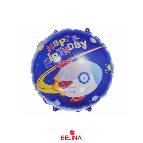 Globo metalico happy birthday planeta 18"