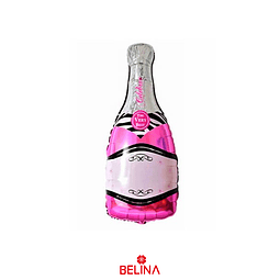 Globo metalico botella champagne rosada 49x100cm