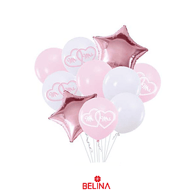 Set de globos de látex rosa sr.& Sra 10pcs