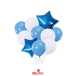 Set de globos de látex azul y blanco 10pcs