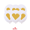 Set de globos de látex con corazón dorado 6pcs