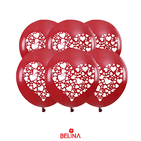 Set de globos de látex rojo con corazones 6pcs